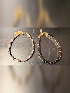 Gold Accent Black Beaded Women's Bracelets - Stylish Everyday Layering